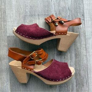 Bean An Ti Women’s Sz 36 / US 6 Wooden Heel / Leather Clog Shoes